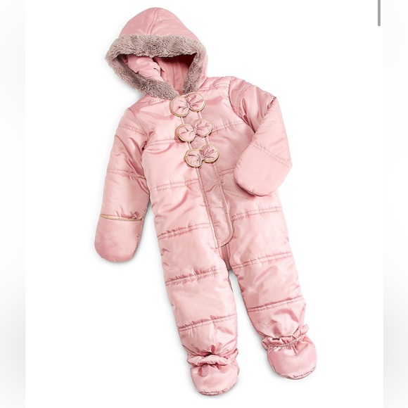 Baby girl bow detail snowsuit - Picture 1 of 10